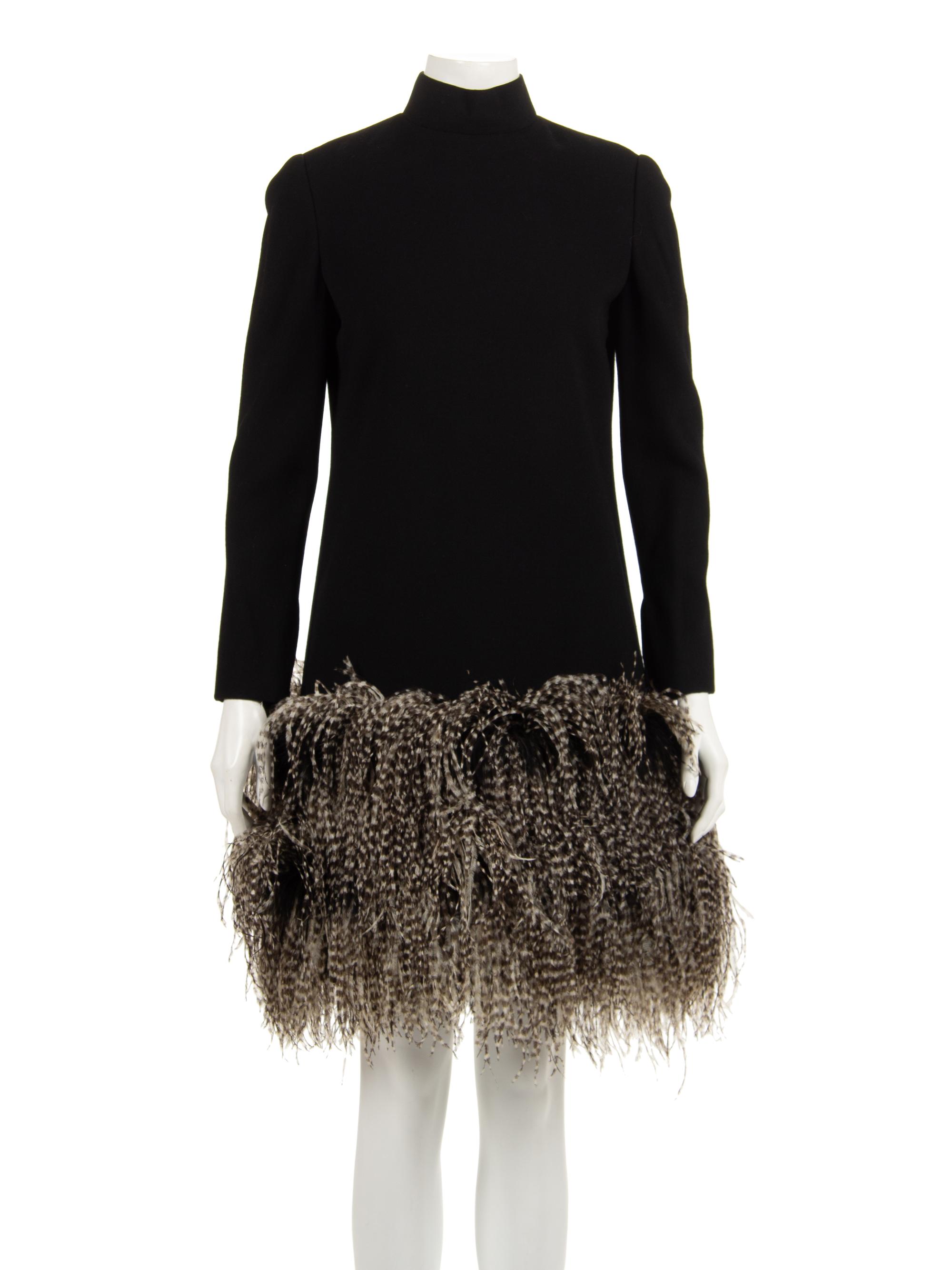 Geoffrey Beene Black Dress with Ostrich Feather Trim, 1968