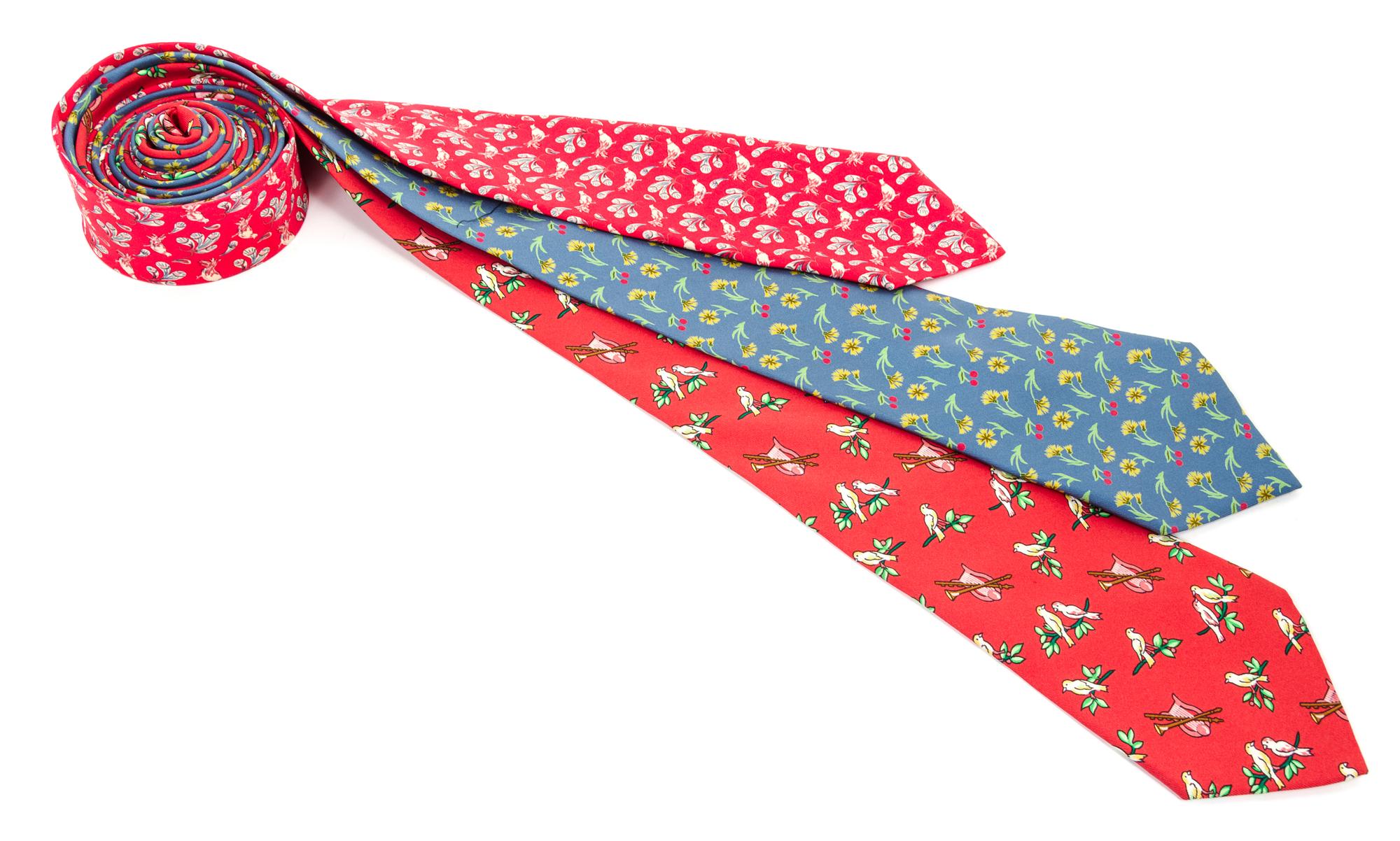 A Group of Three Hermes Silk Ties,