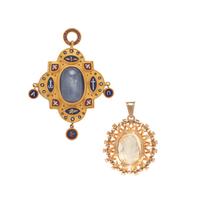 ANTIQUE, SAPPHIRE AND MICROMOSAIC PENDANT