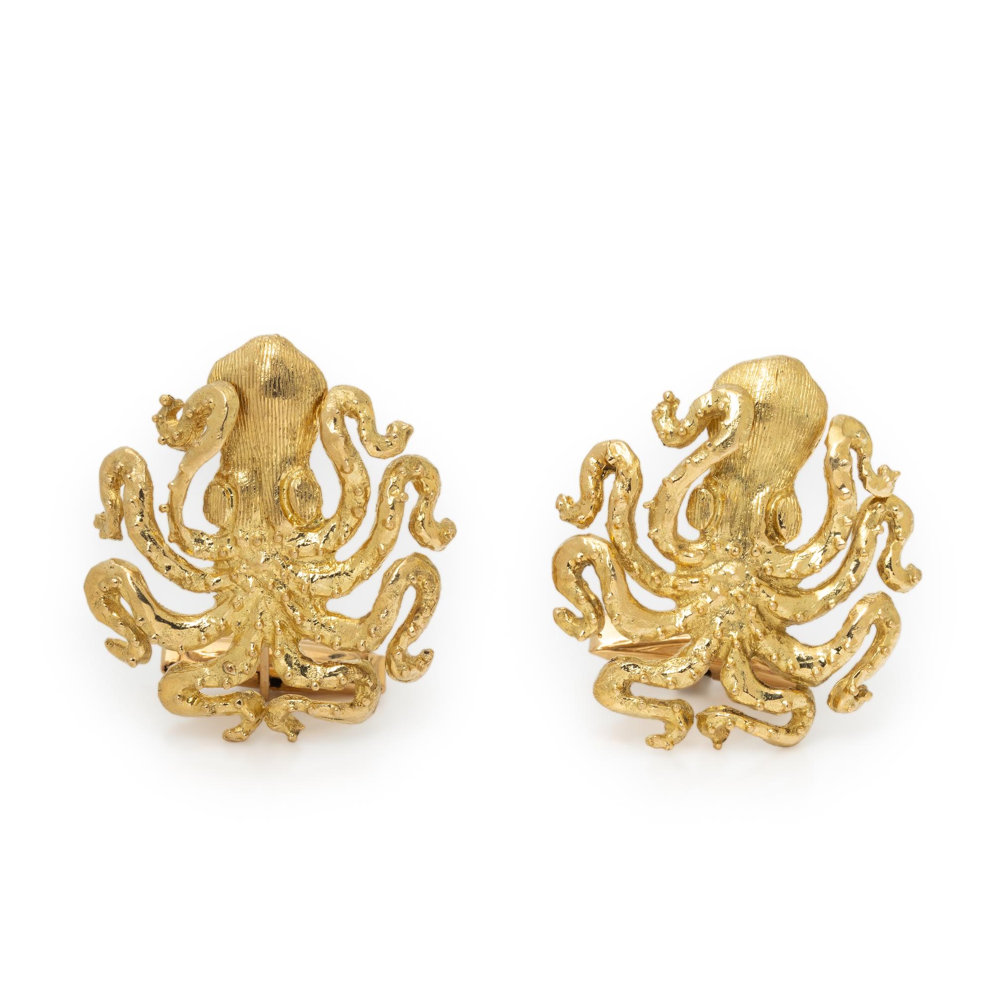 YELLOW GOLD OCTOPUS CUFFLINKS