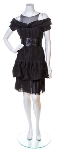 A Chanel Black Silk Cocktail Dress, Size 36.