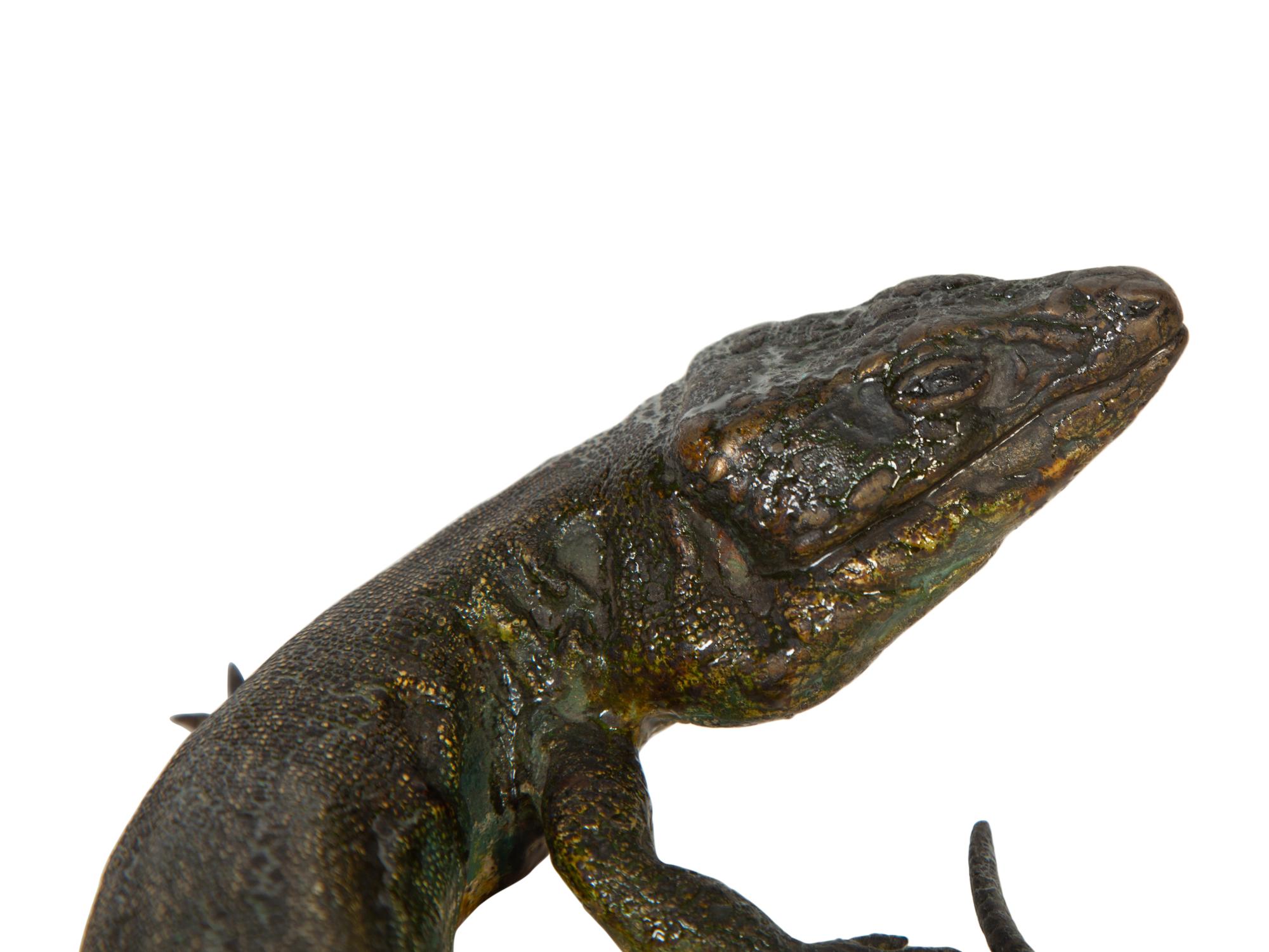 A Bergmann Austrian Cold-Painted Bronze Canary Island Lizard (No. 4133) — 19th Century