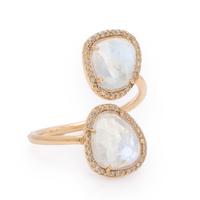 Labradorite, Diamond, and Yellow Gold Bypass Ring