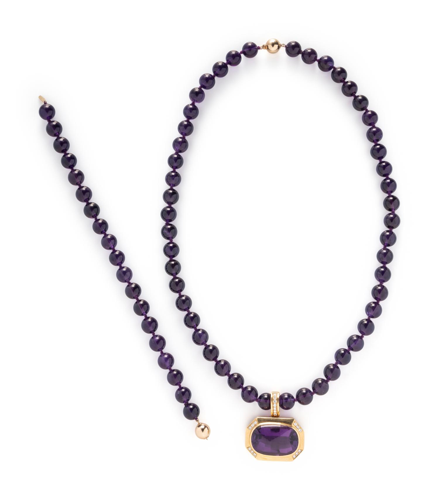 GUMPS, CONVERTIBLE AMETHYST AND DIAMOND PENDANT NECKLACE
