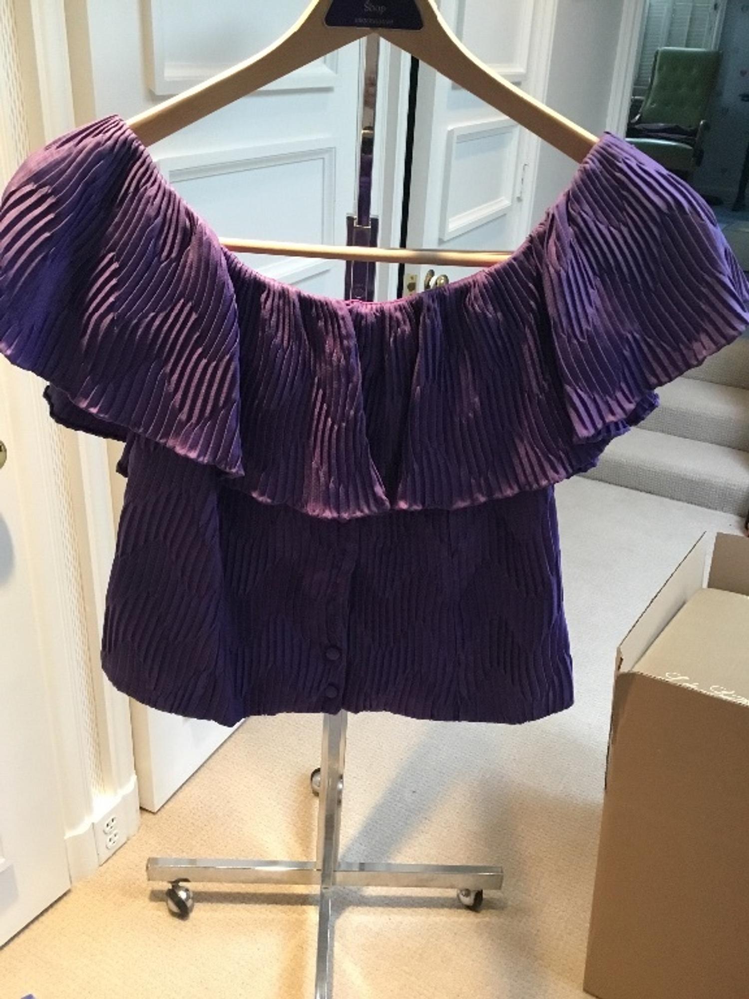 A Sant'Angelo Purple Silk Pleated Blouse, No size.