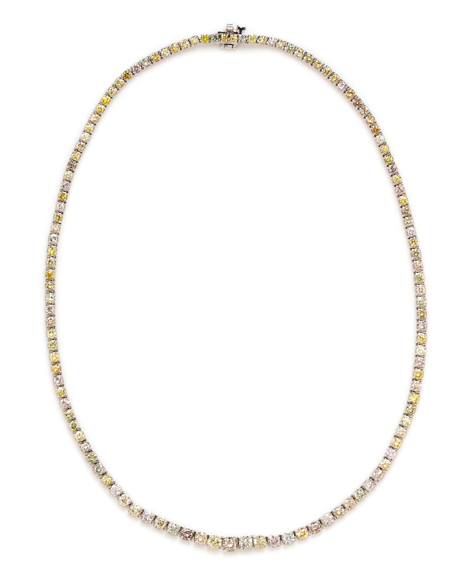 An 18 Karat White Gold and Colored Diamond Necklace, 16.50 dwts.