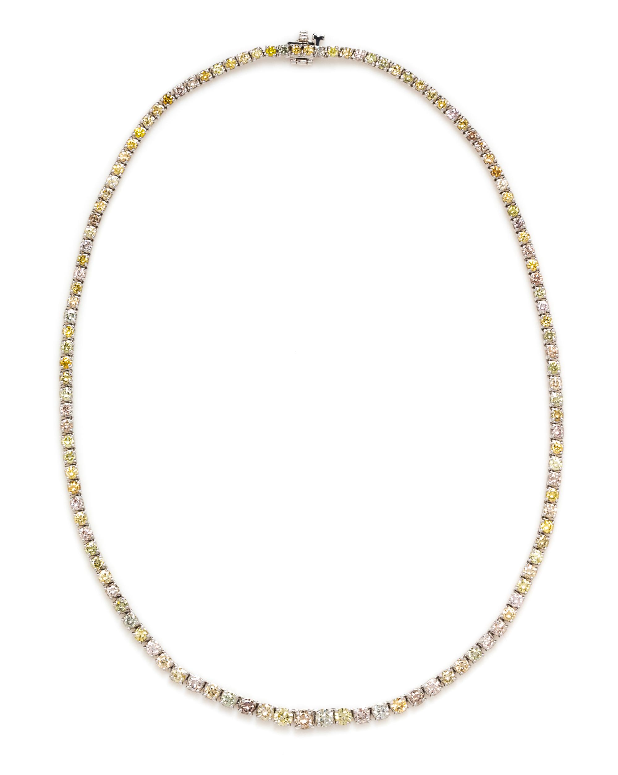 An 18 Karat White Gold and Colored Diamond Necklace, 16.50 dwts.