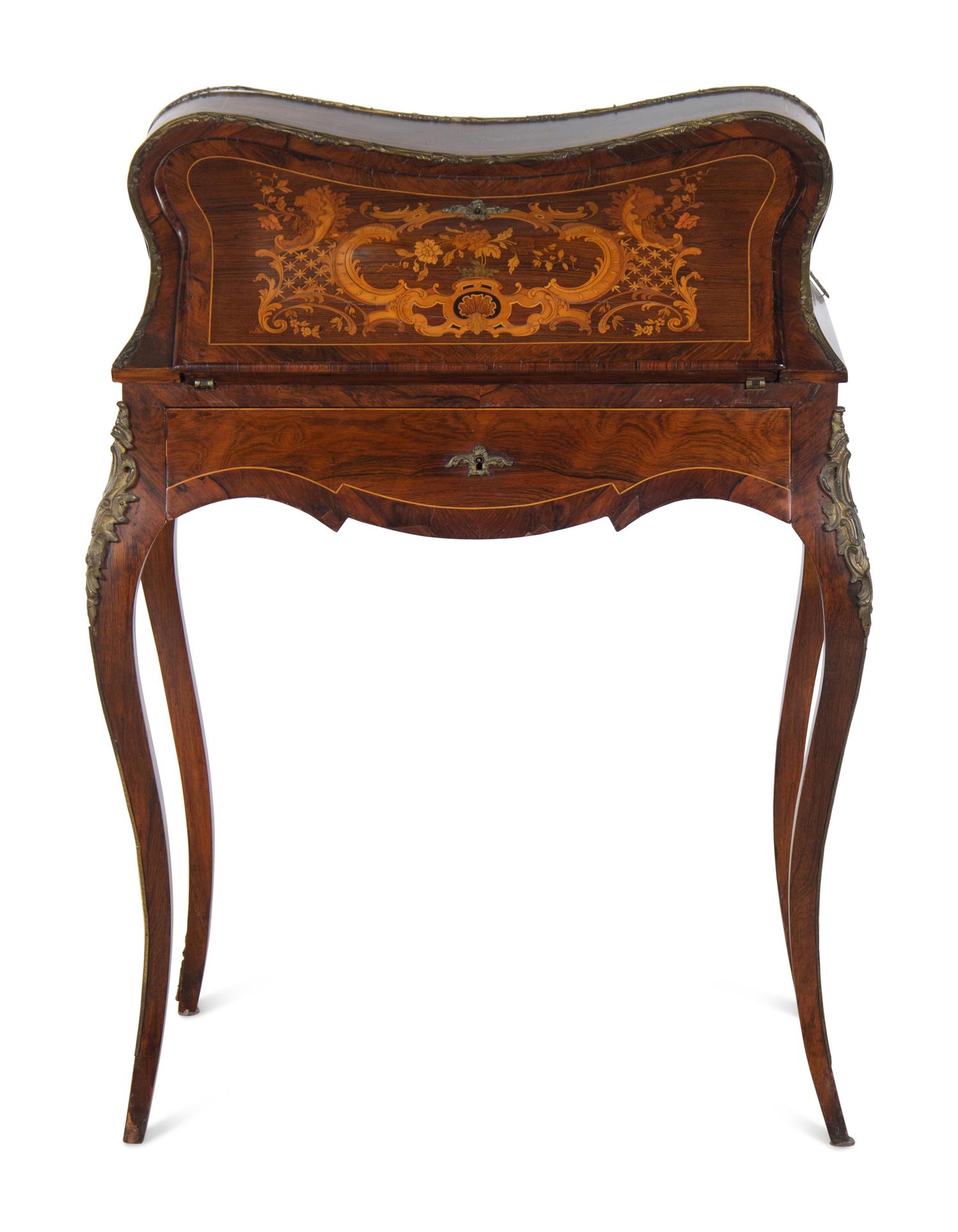 A Louis XV Style Marquetry Slant-Front Writing Desk