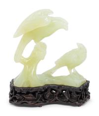 Six Chinese Hardstone Carvings and A Hardstone Embellished Table Screen