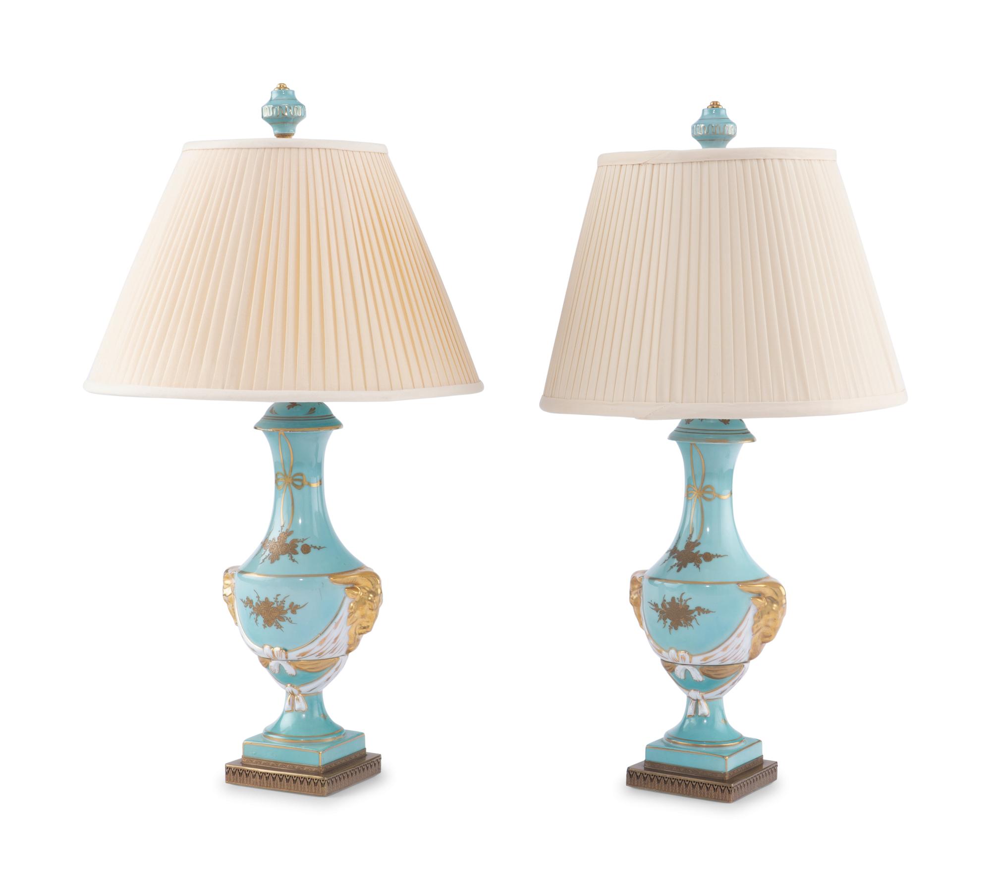 A Pair of French Porcelain Table Lamps