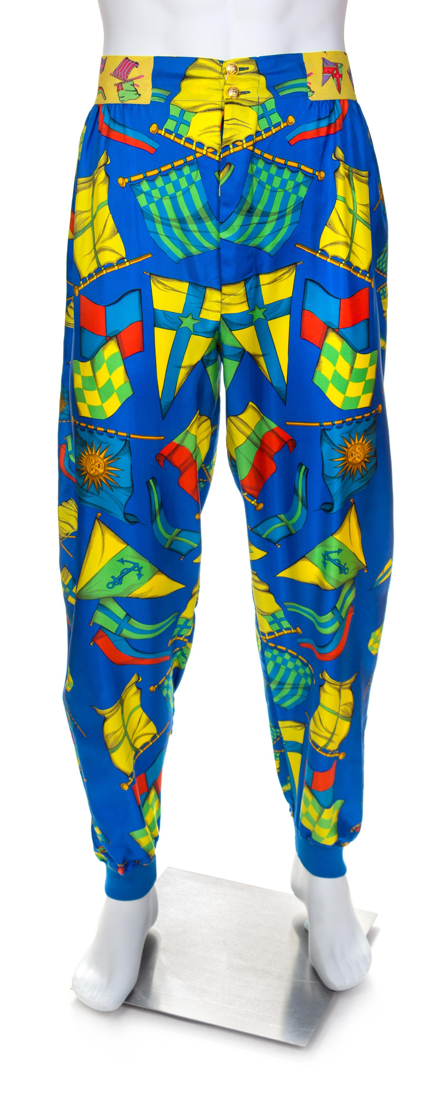 A Gianni Versace Silk Print Pant, Size 50.