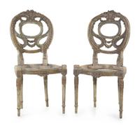 A Pair of Italian Neoclassical Painted Side Chair Frames