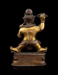 A Parcel-Gilt Bronze Figure of Bodhisattva Vajrapani
