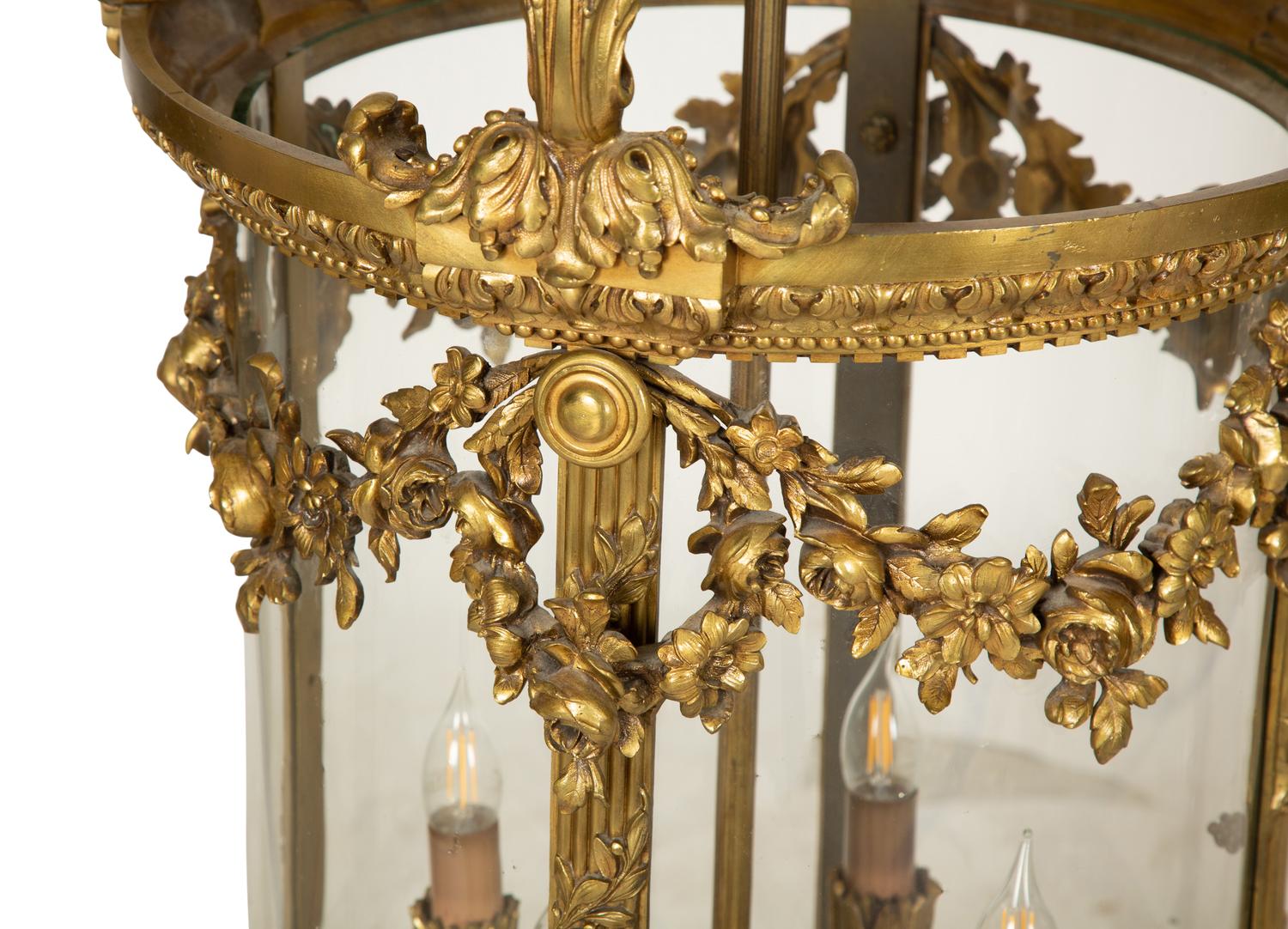 A Louis XVI Style Gilt Bronze Hall Lantern