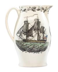 A Liverpool Creamware 'John Adams' Pitcher