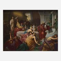 A Royal Vienna style painted porcelain plaque depicting Belshazzar's Feast late 19th / early 20th century