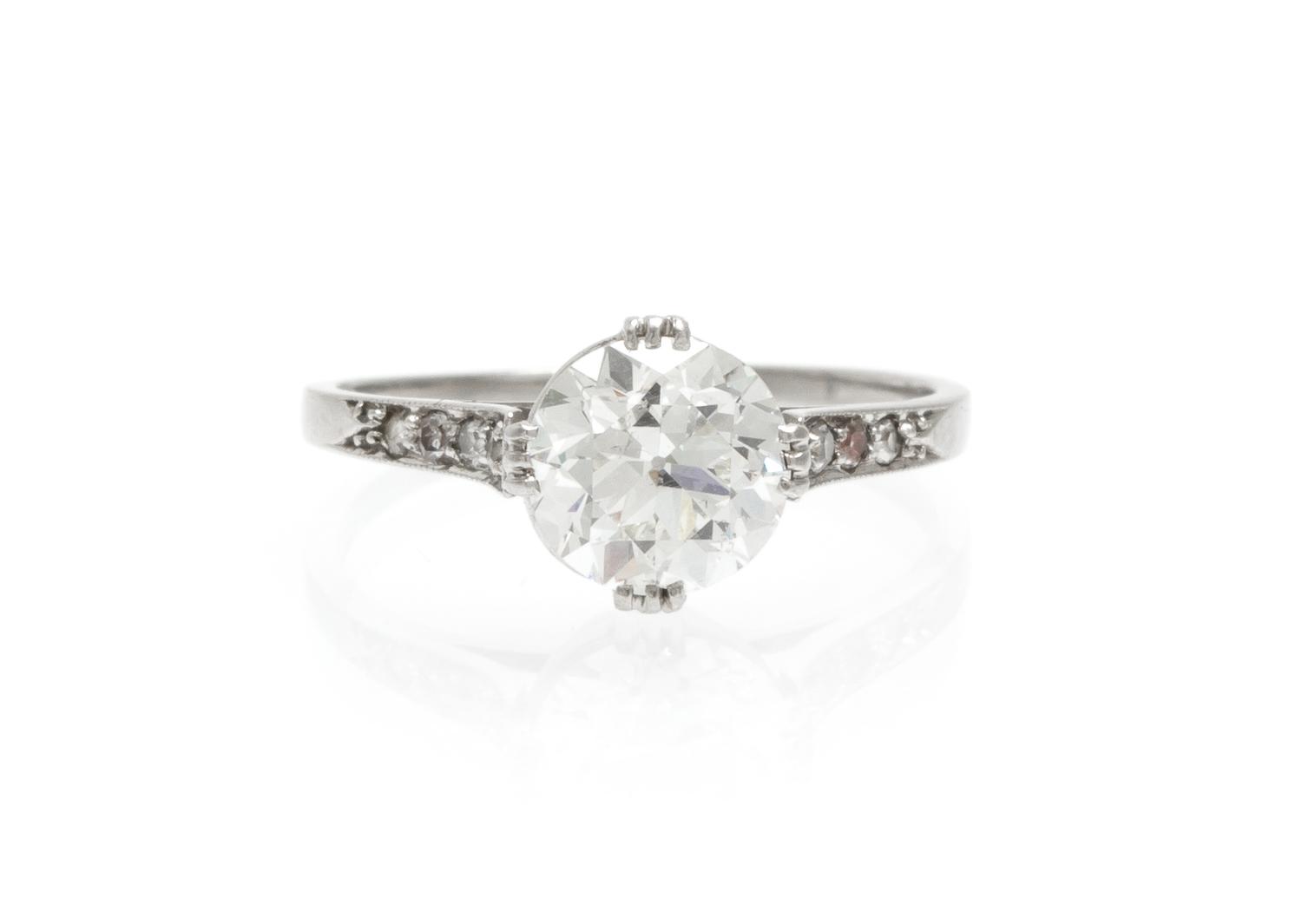 An Art Deco Platinum and Diamond Ring, 1.60 dwts.