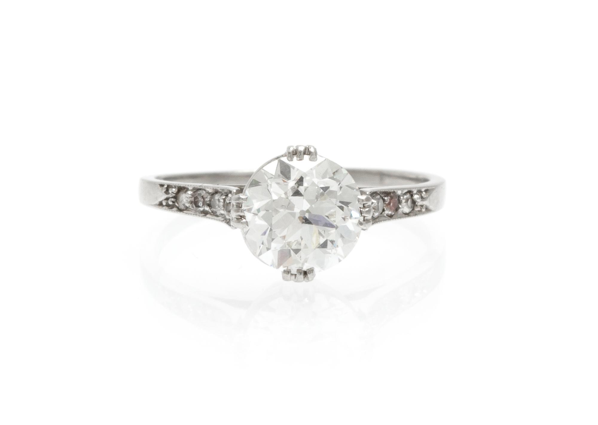 An Art Deco Platinum and Diamond Ring, 1.60 dwts.