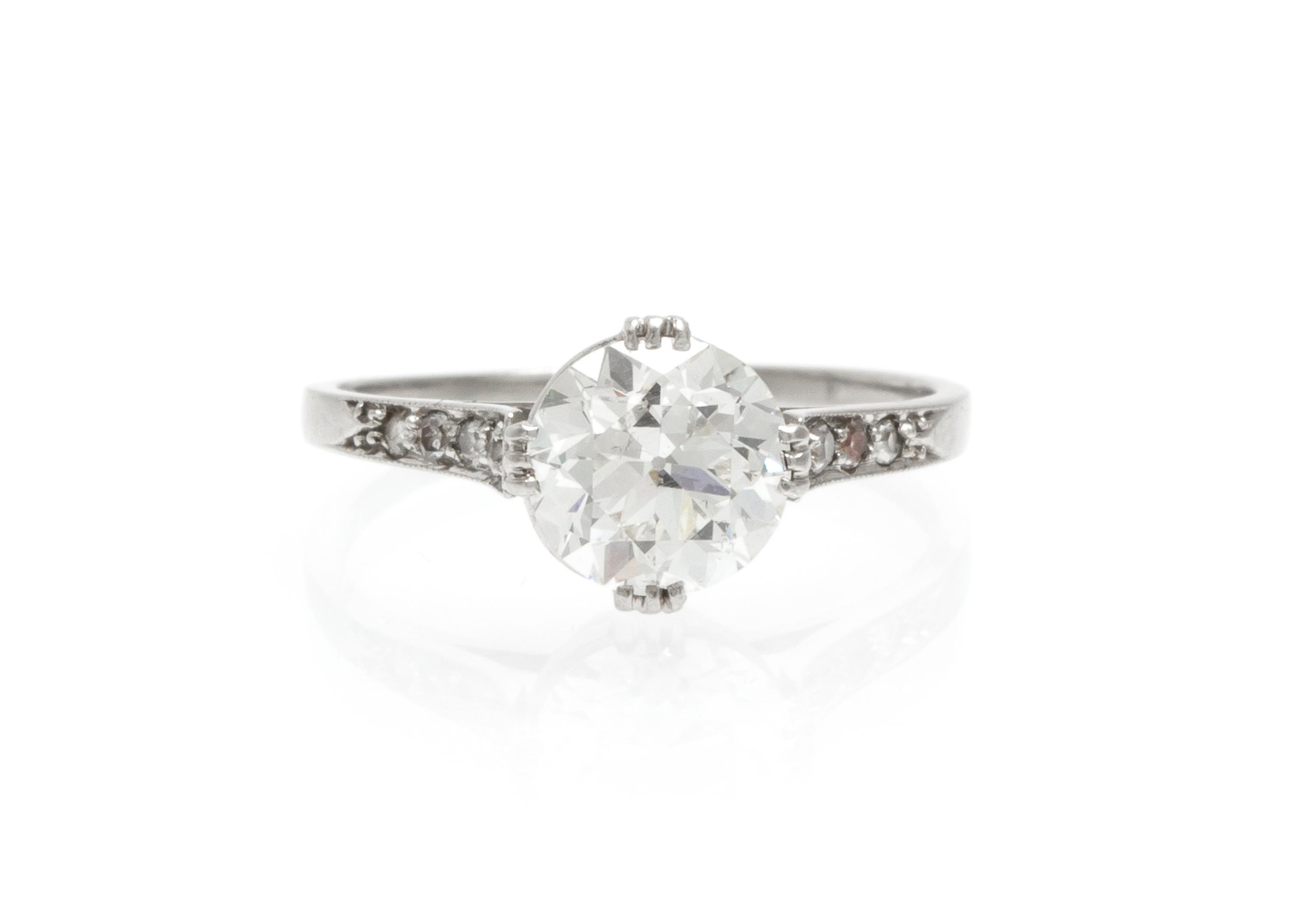 An Art Deco Platinum and Diamond Ring, 1.60 dwts.
