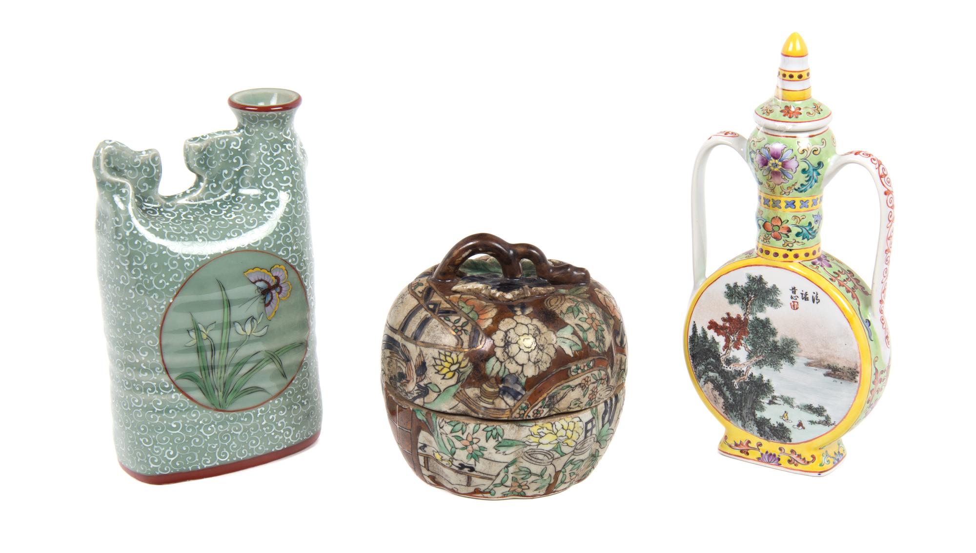 Three Pieces of Chinese Pottery Height of tallest 9 inches. — 20TH CENTURY