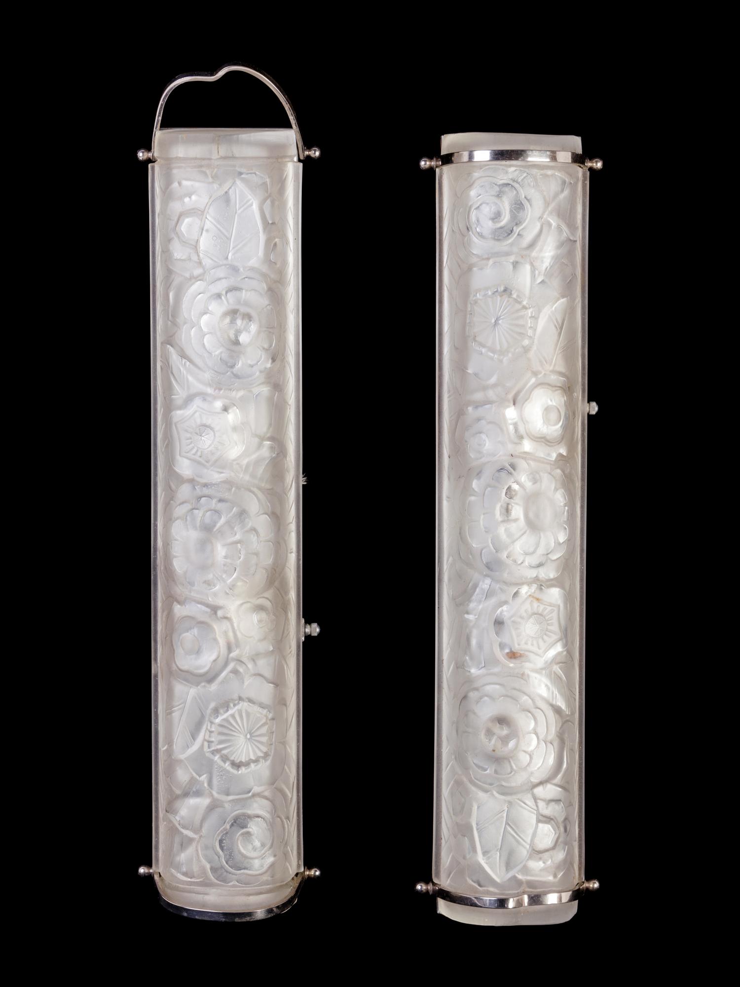 A Pair of Sabino Molded Glass Sconces