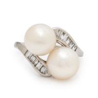 Cultured Pearl and Diamond Ring