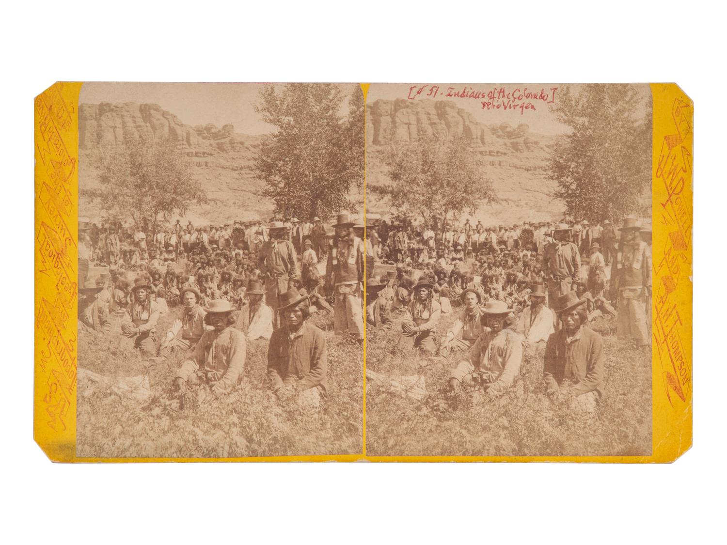 [NATIVE AMERICANS] -- [WESTERN AMERICANA]. HILLERS, John K. (1843-1925), photographer. Ma-nu-ni, All of the tribe; with Mormon and Gentile Spectators. Washington DC: J.F. Jarvis, ca 1871-1874.
