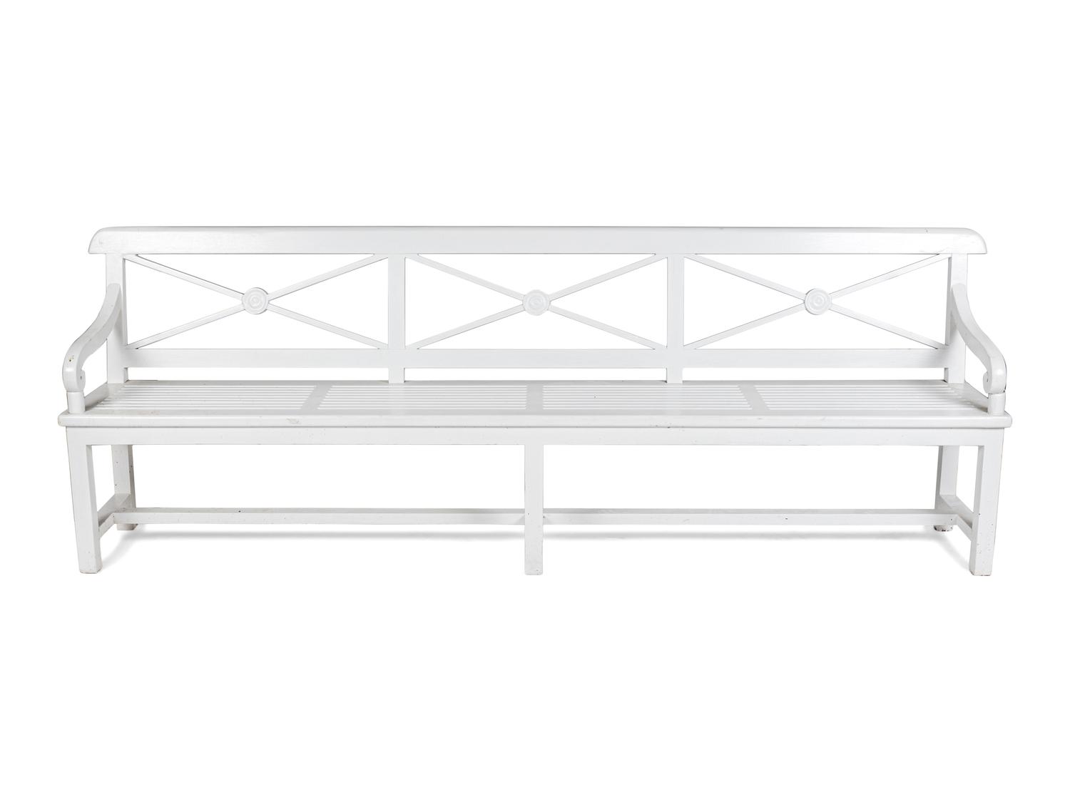 A White-Painted Wood Garden Bench