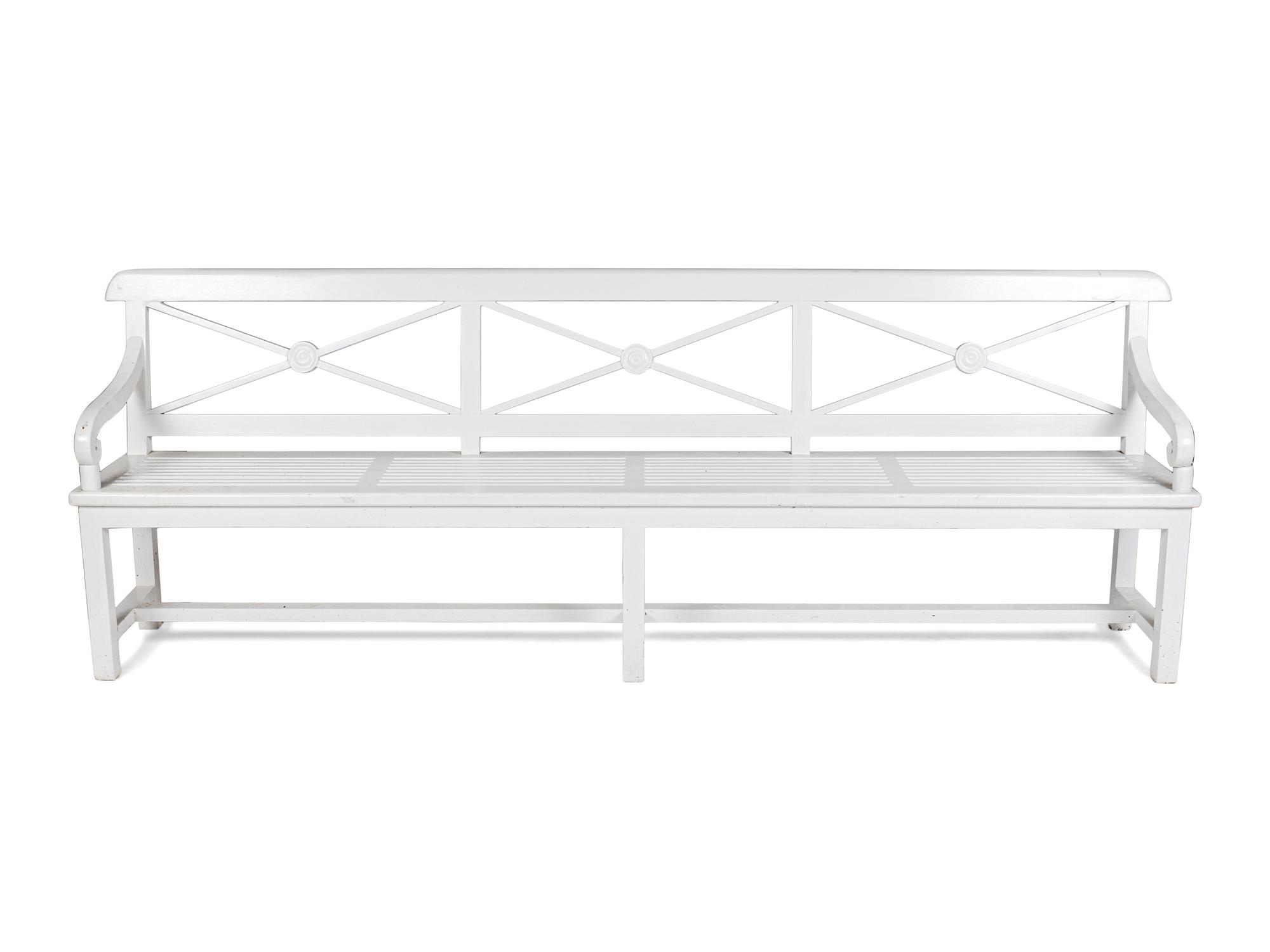 A White-Painted Wood Garden Bench