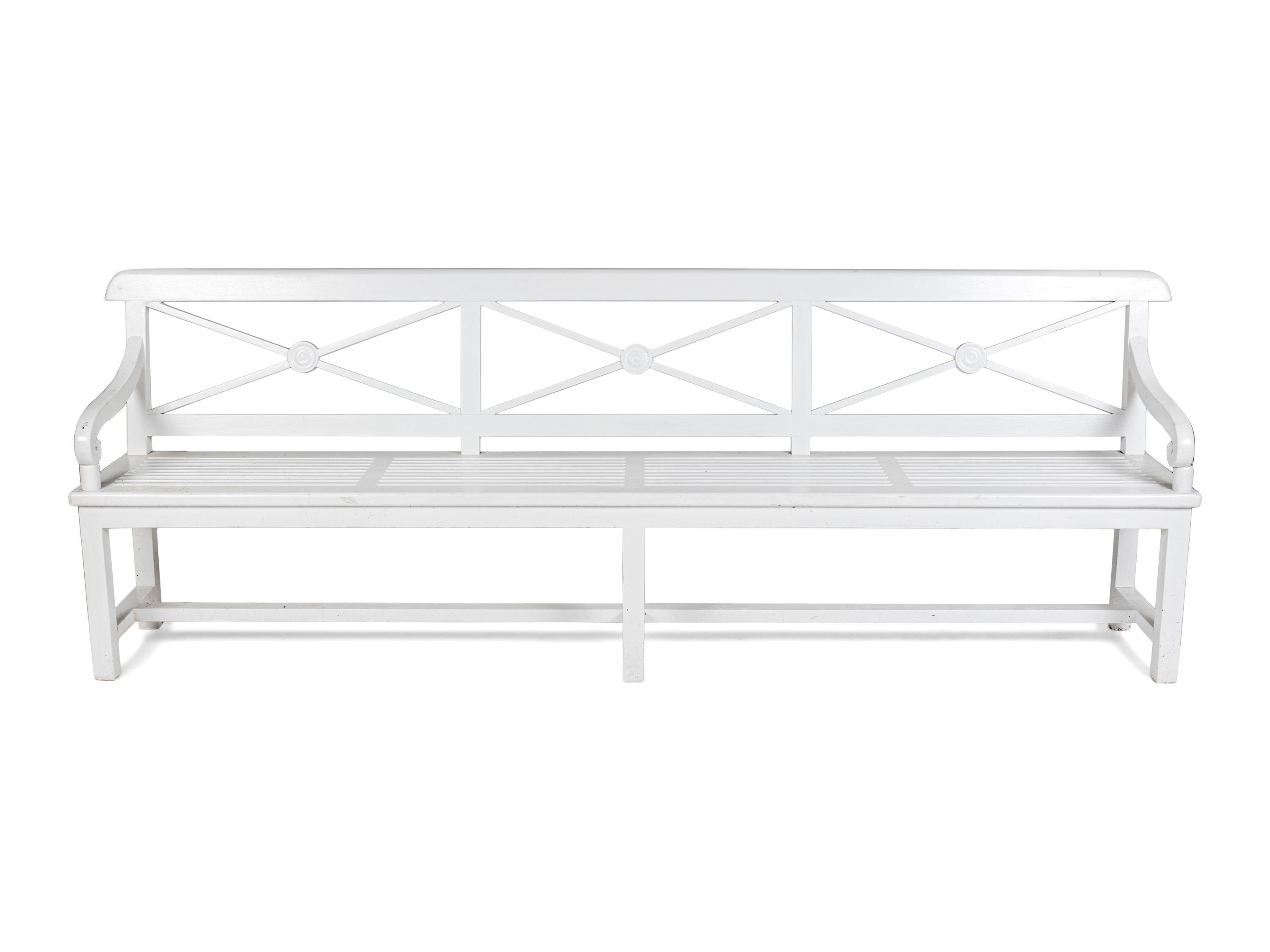 A White-Painted Wood Garden Bench