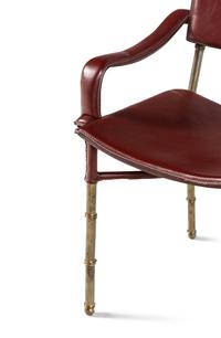 Saddle Stitched Leather Armchair, c. 1950 France