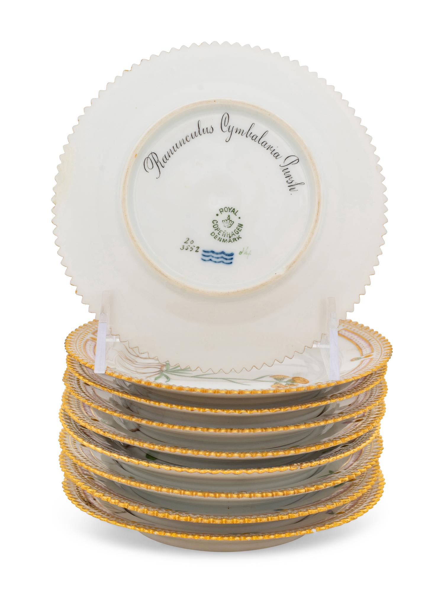 A Set of Nine Royal Copenhagen Flora Danica Bread Plates