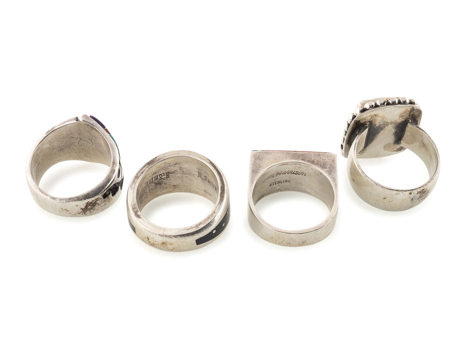Navajo and Zuni Silver and Mosaic Inlay Rings