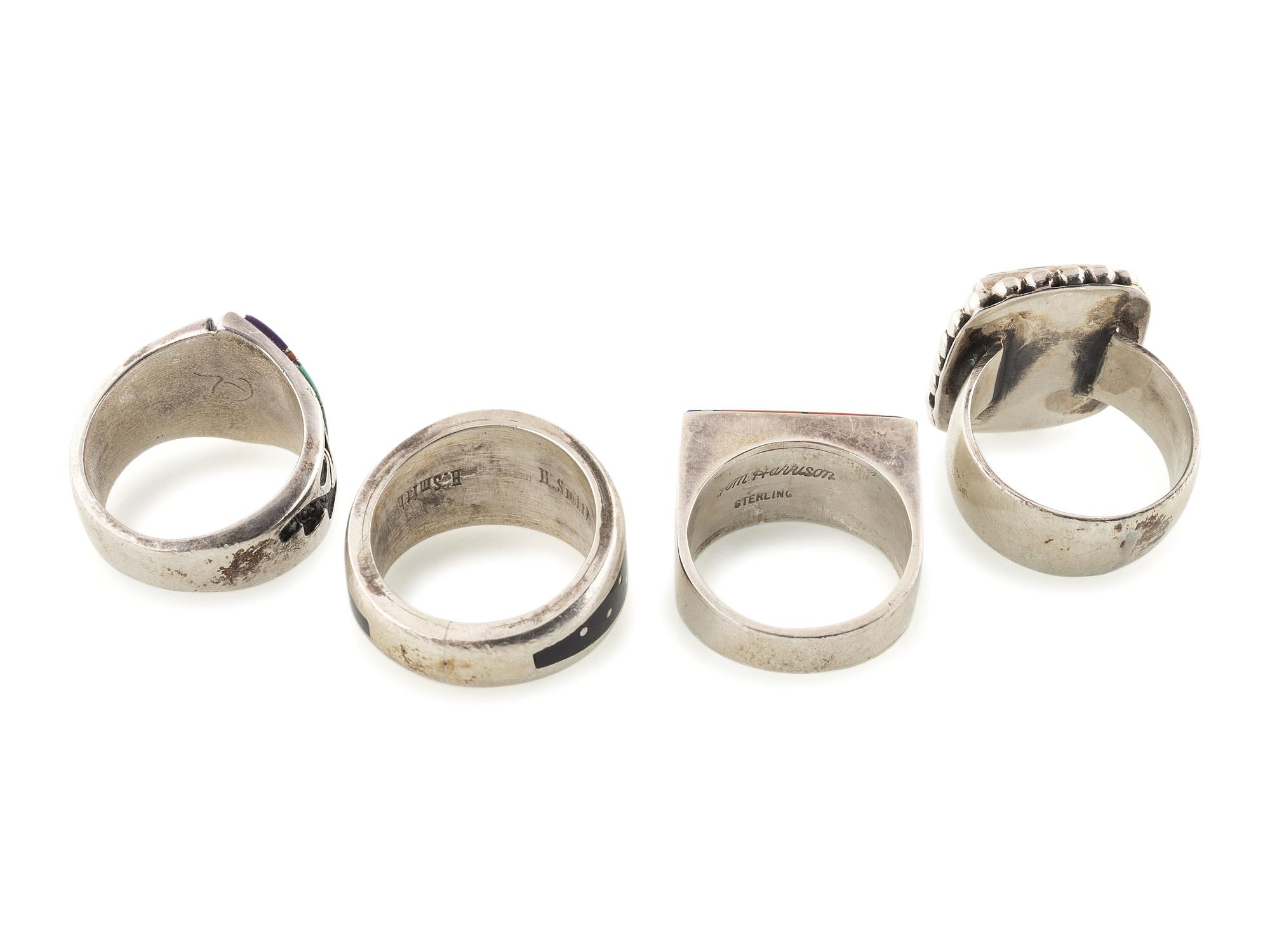 Navajo and Zuni Silver and Mosaic Inlay Rings