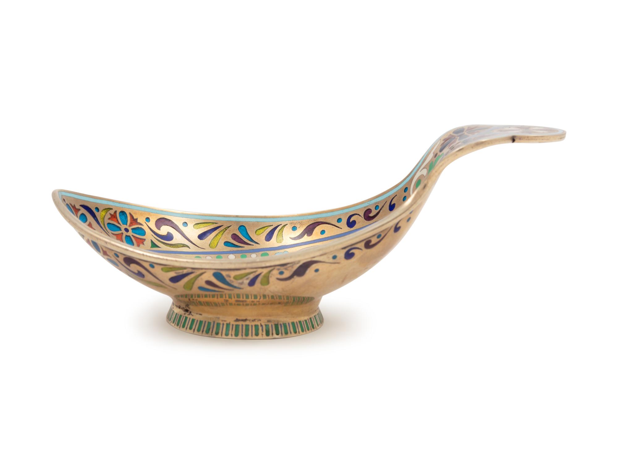 A Russian Plique-à-Jour Silver and Enamel Kovsh
