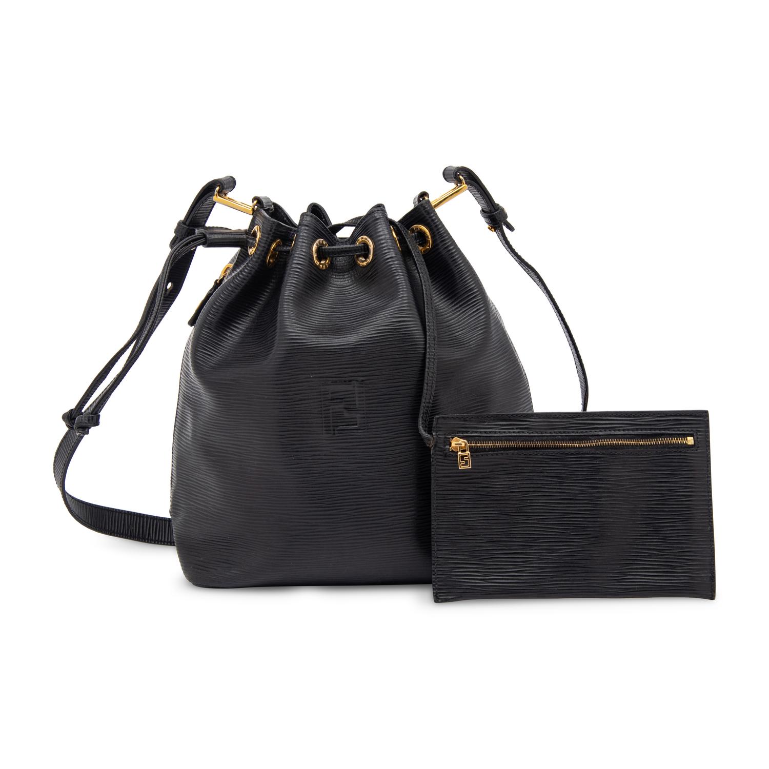 Fendi, Textured Leather Drawstring Bag