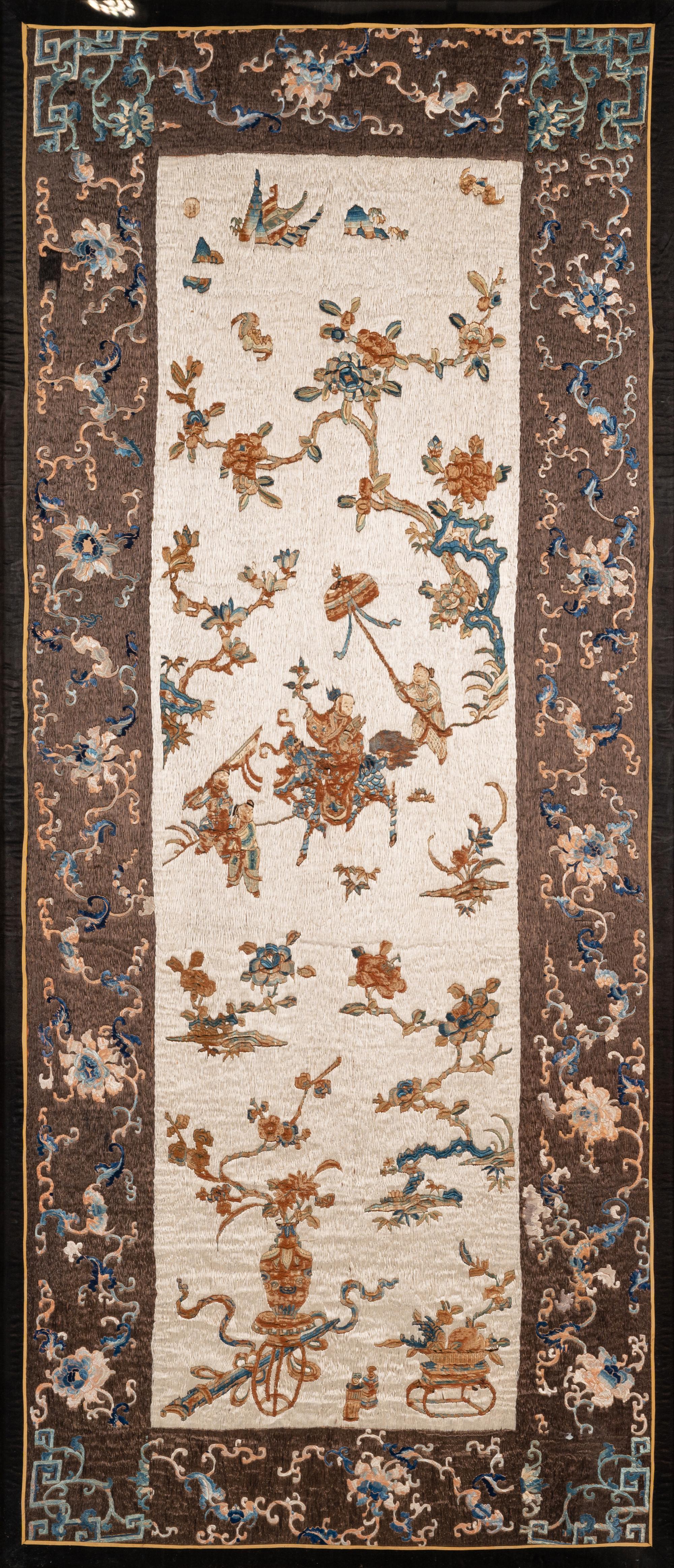 Two Embroidered Silk Articles