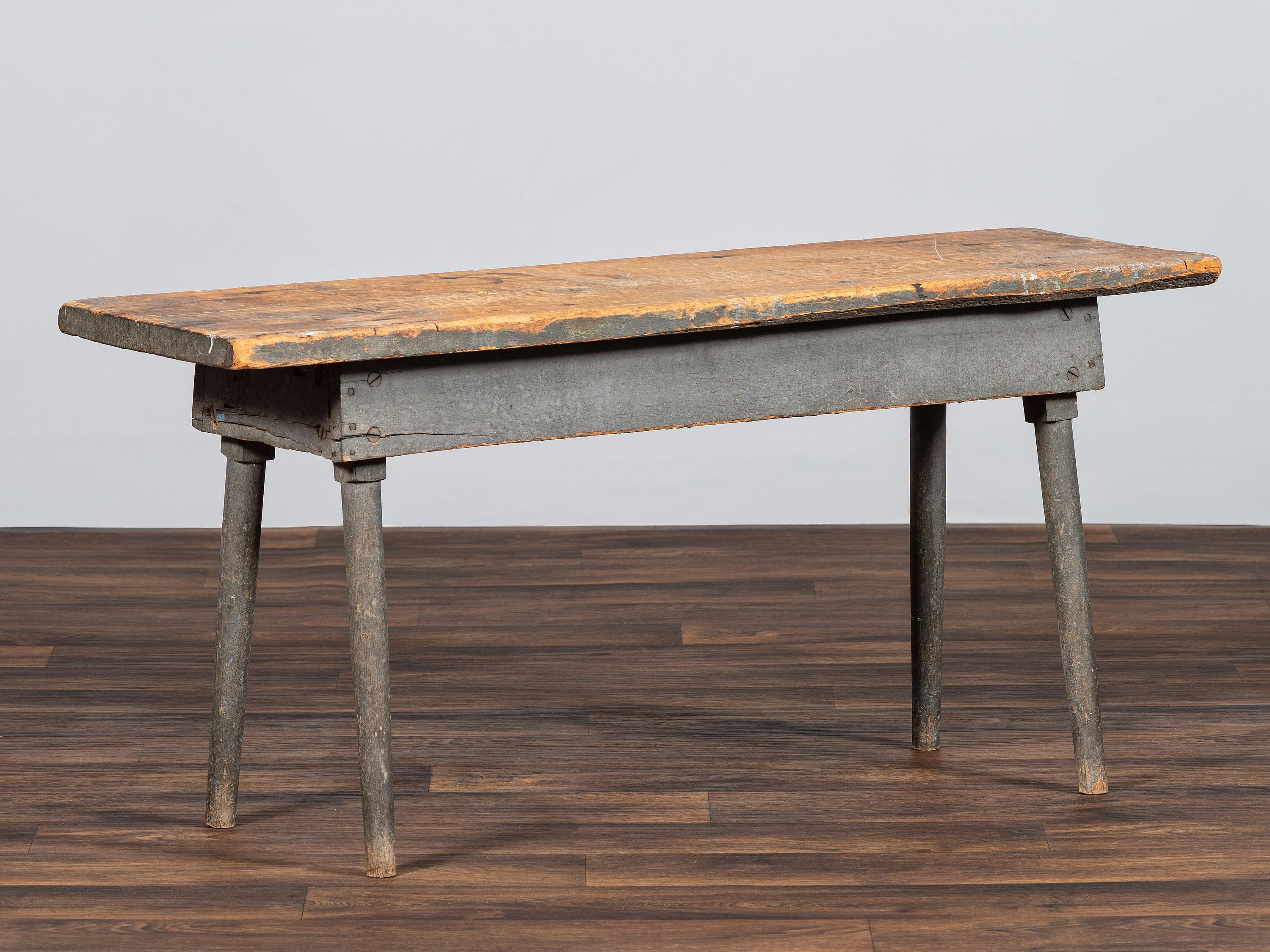 A Shaker Blue Painted Pine Work Bench