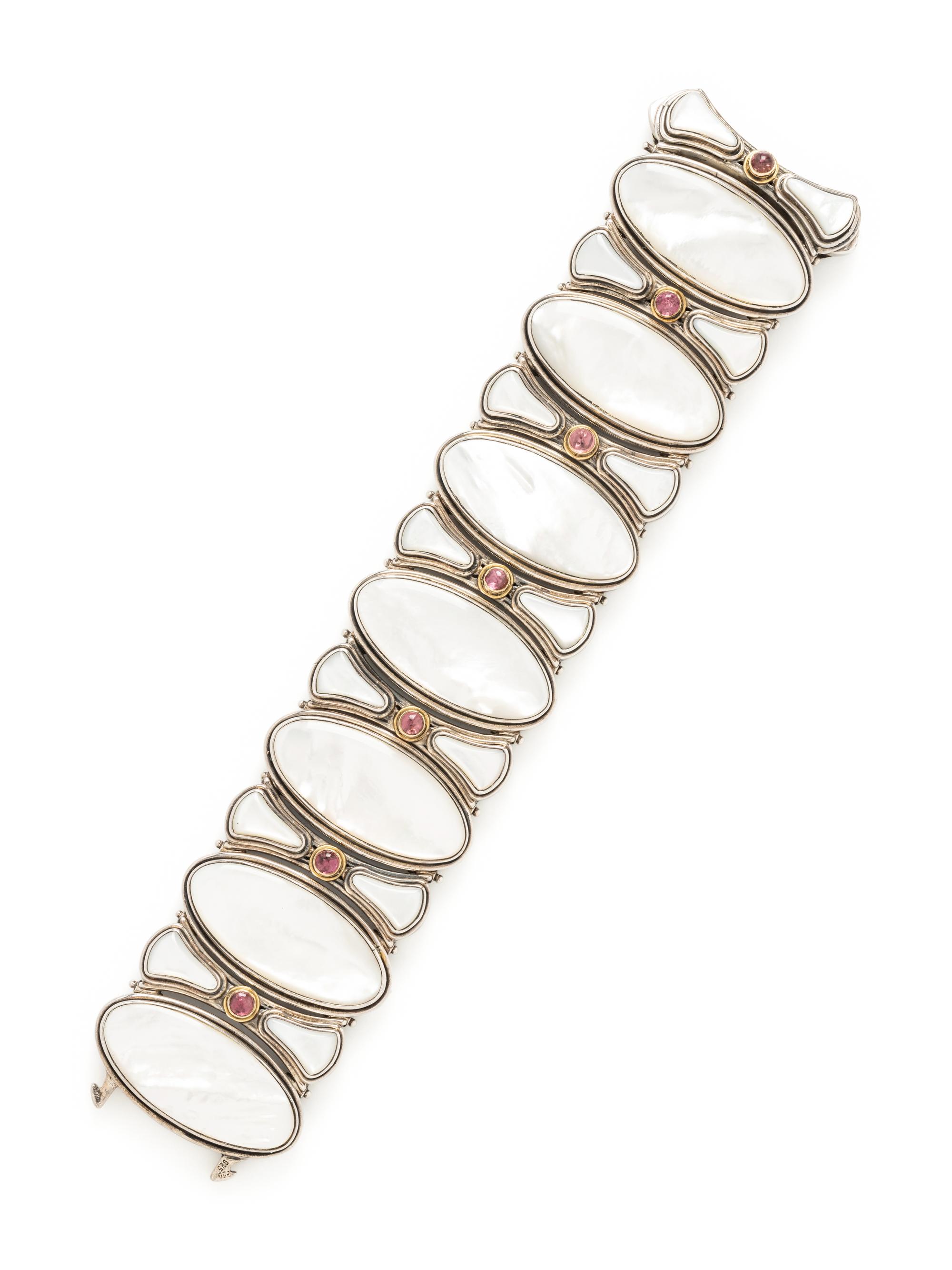 KONSTANTINO, SILVER, MOTHER-OF-PEARL, AND PINK TOURMALINE BRACELET
