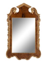 A George II Walnut and Parcel Gilt Mirror
