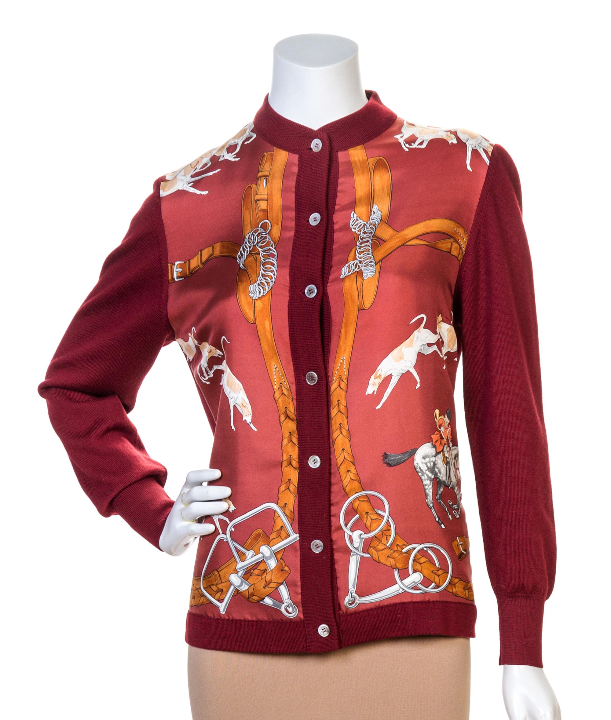 An Hermes Maroon Wool and Silk Sweater, Size 40.