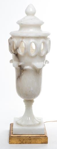 An Alabaster Lamp Height overall 28 1/4 inches.