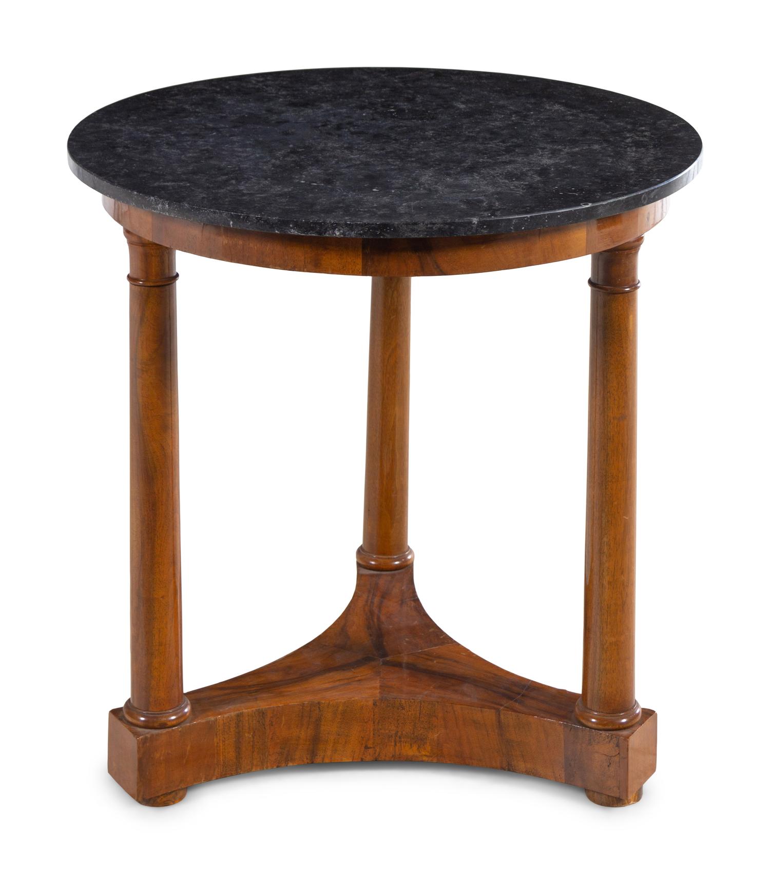 An Empire Walnut Marble-Top Guéridon