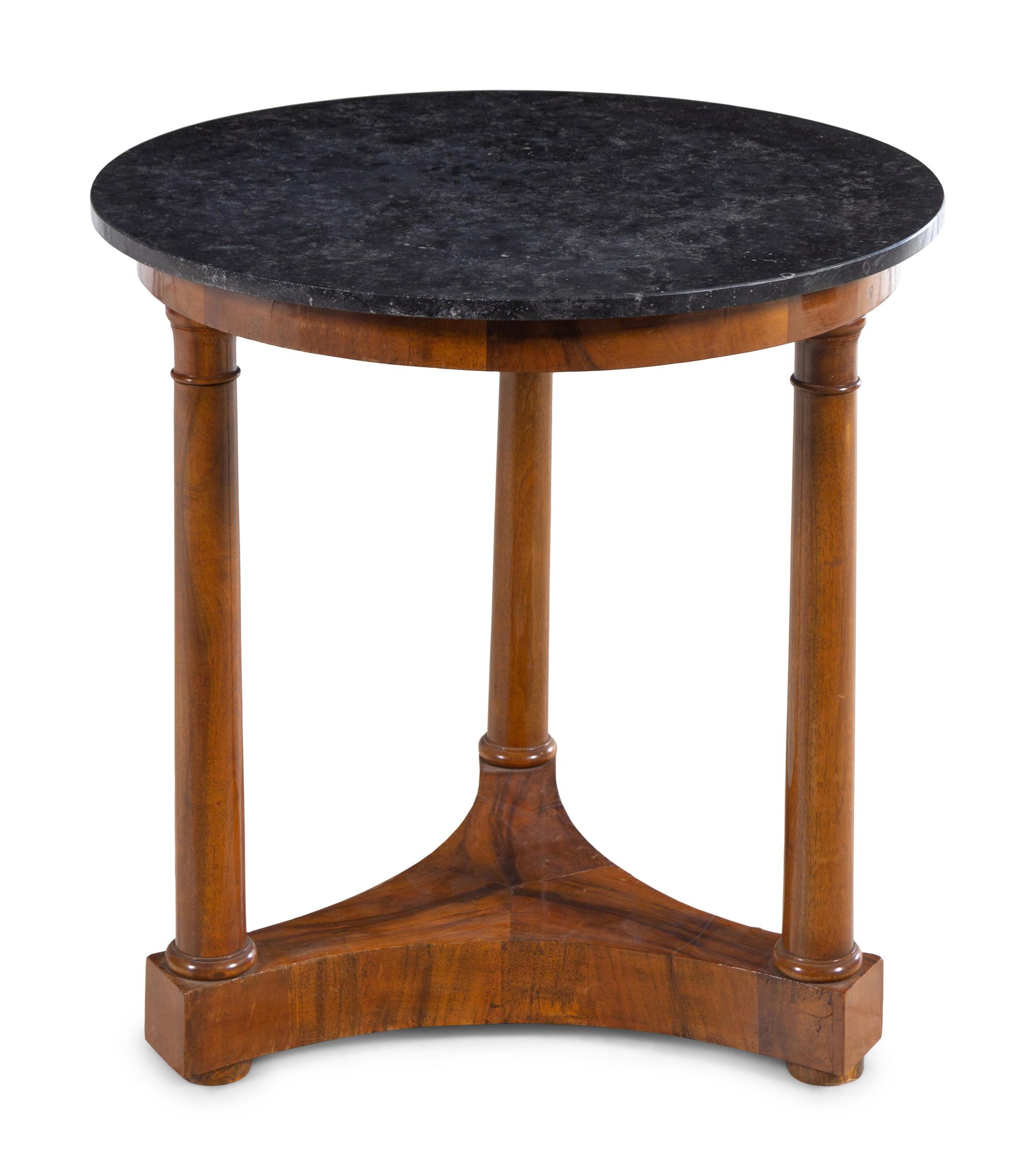 An Empire Walnut Marble-Top Guéridon