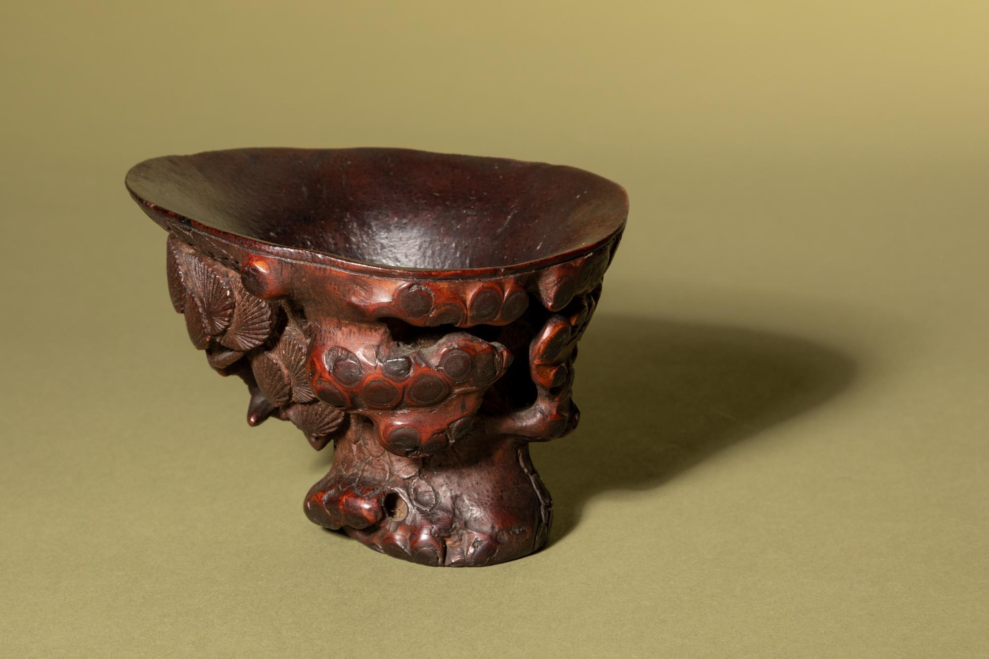 A Chinese Carved Bamboo 'Pine' Libation Cup