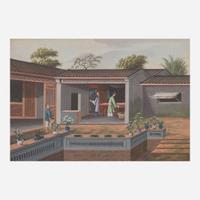 A group of three Chinese export paintings depicting scenes from the production of tea 製茶圖三幅 19th century ????