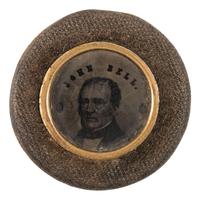 [POLITICS]. John Bell and Edward Everett back-to-back campaign ferrotype badge. 1860.