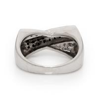 Diamond, Black Diamond, and White Gold Earrings and Ring