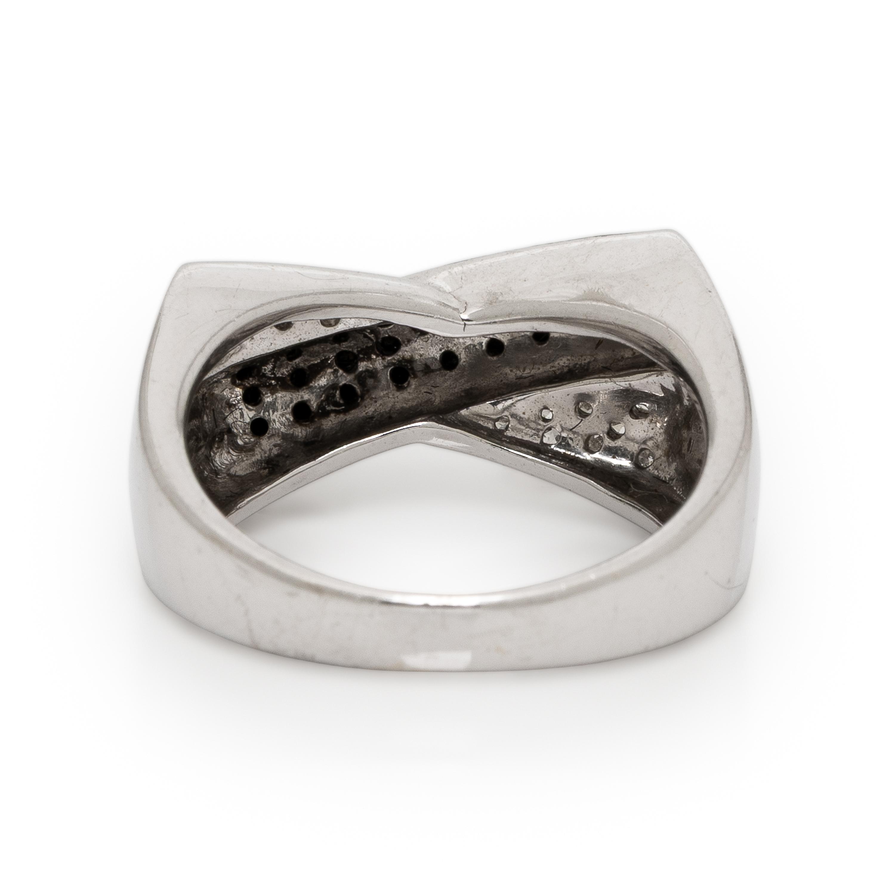 Diamond, Black Diamond, and White Gold Earrings and Ring