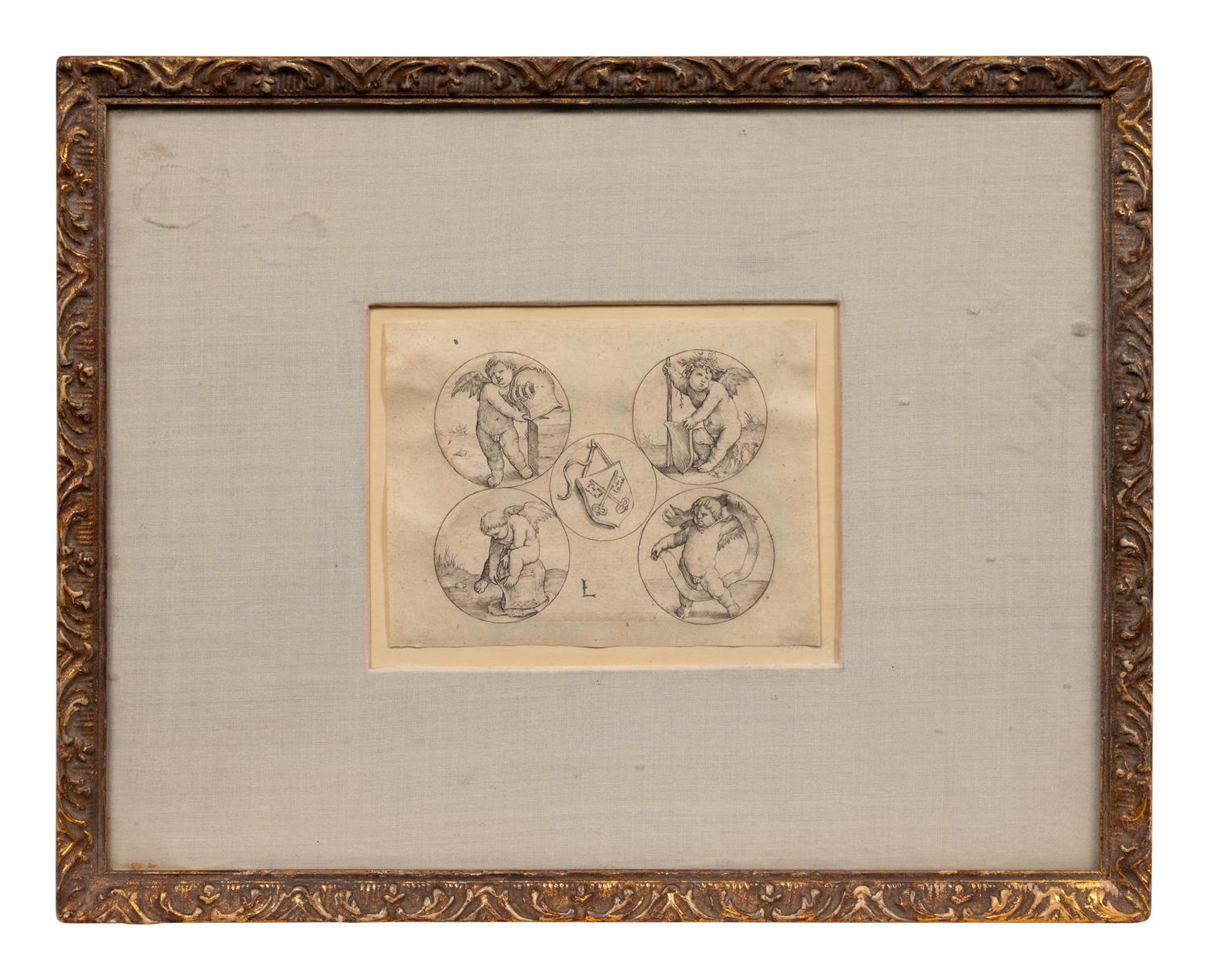 Four putti and the coat-of-arms of Leiden